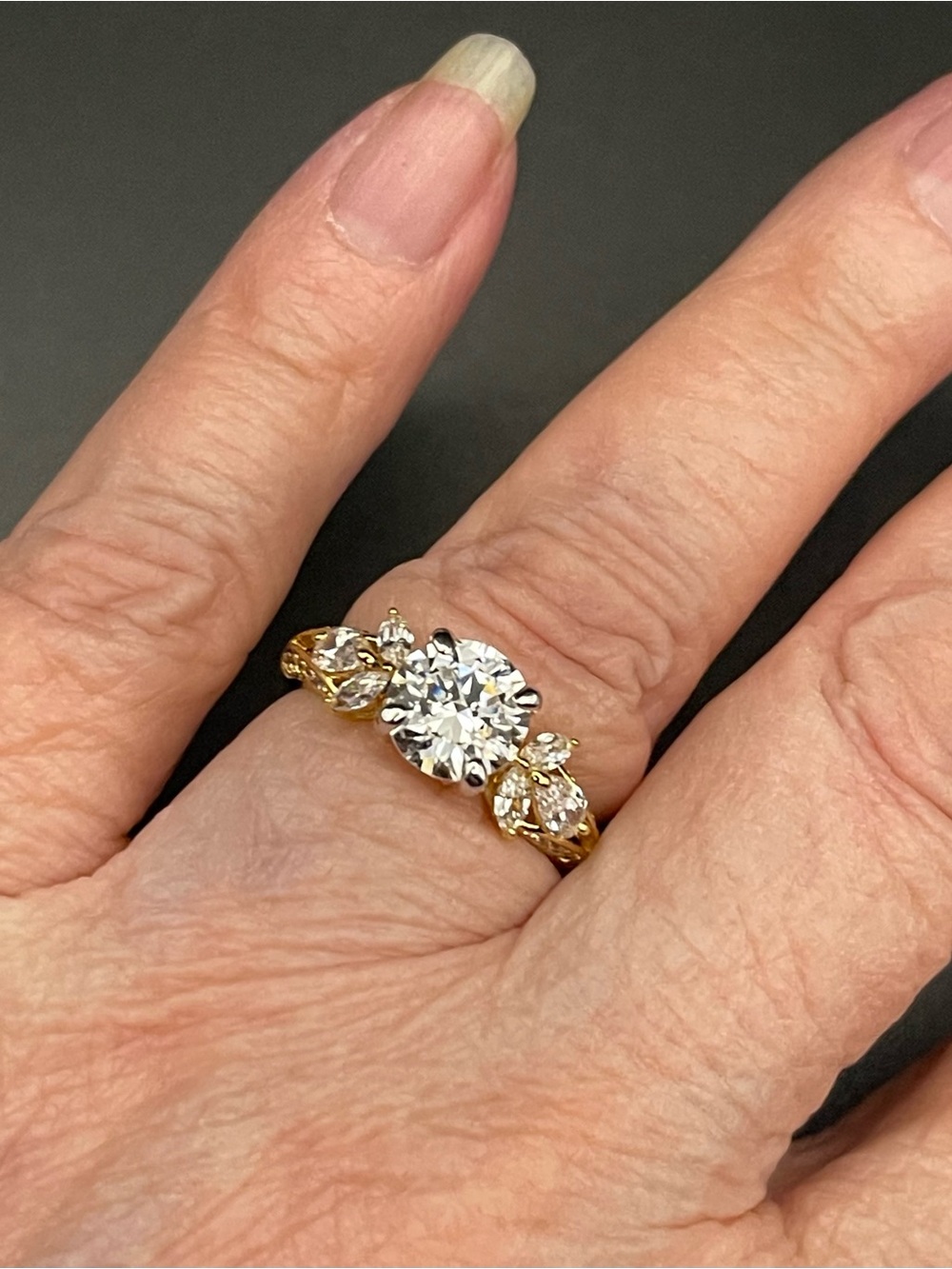 NWT Never Worn Radiance by HSN Absolute .925 SS Gold Vermeil Leaf Cluster Ring - Picture 10 of 10